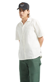 Vintage Woven Shirt - Off White Jacquard Stripe