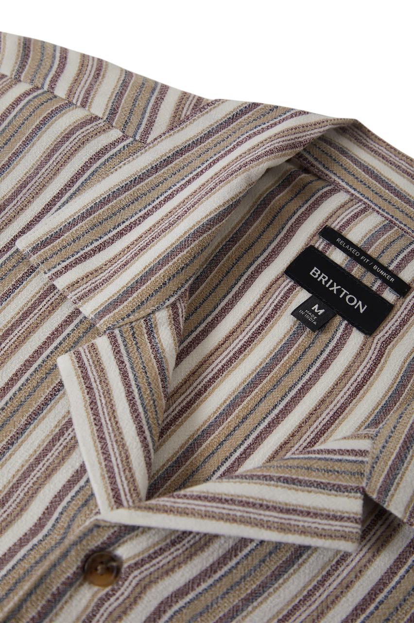 Bunker Twisted Chemise Col Camp Rayée - Rouge Intense