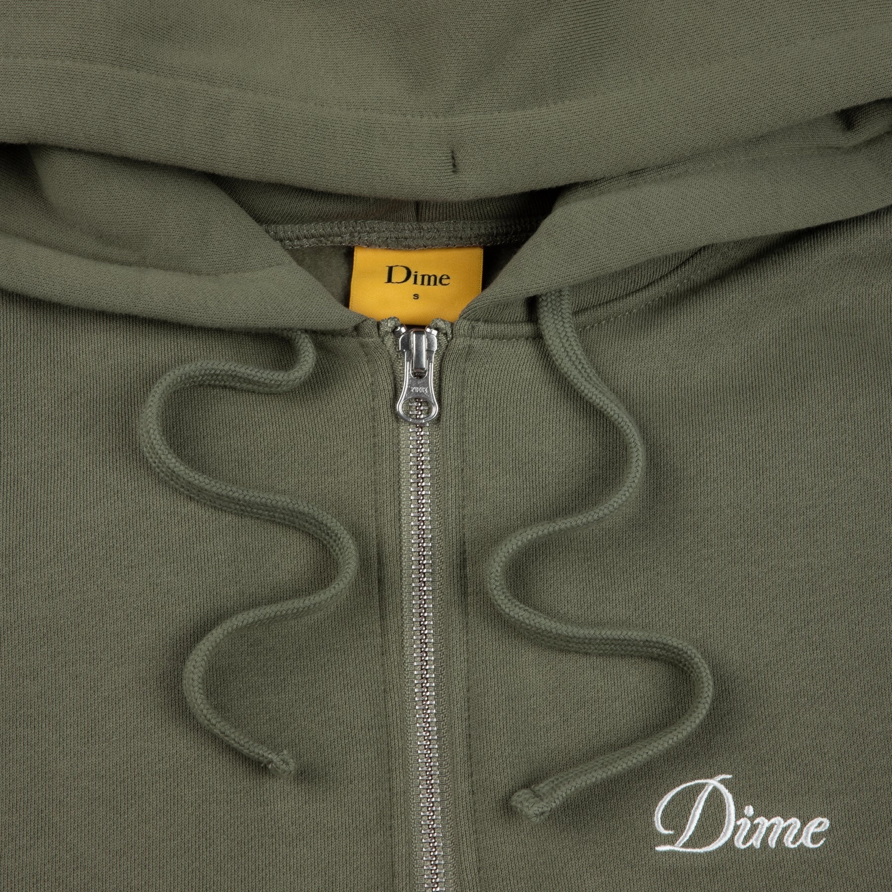 Cursive Zip Hoodie - Army Green