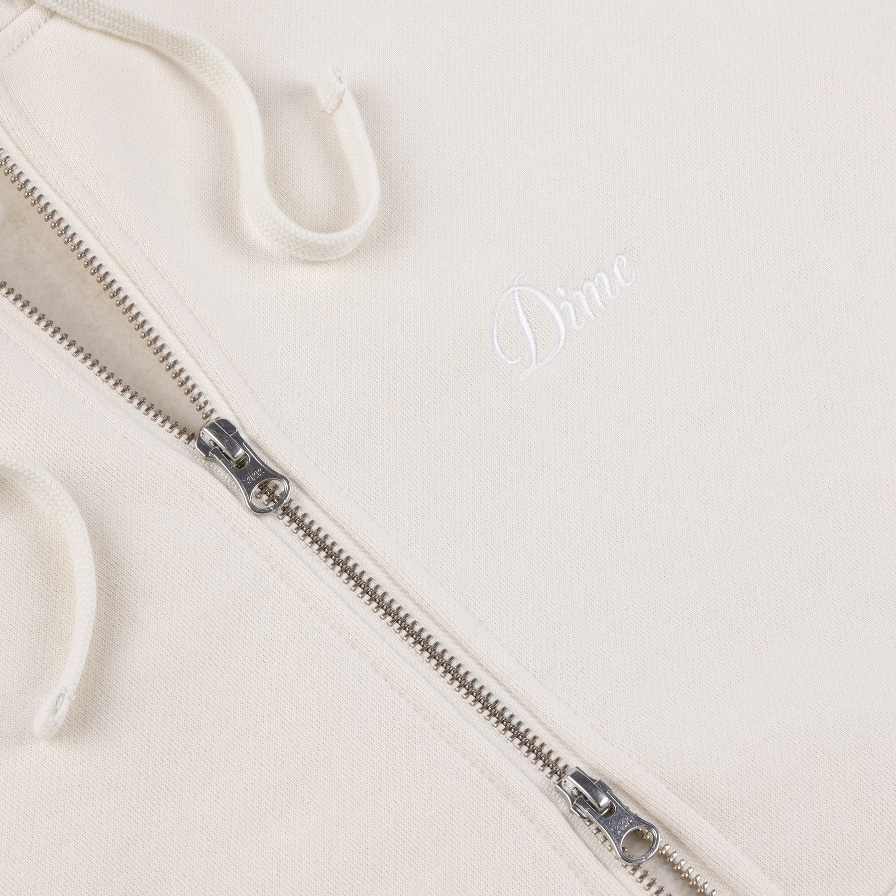 Cursive Small Logo Zip-Hoodie - Natural