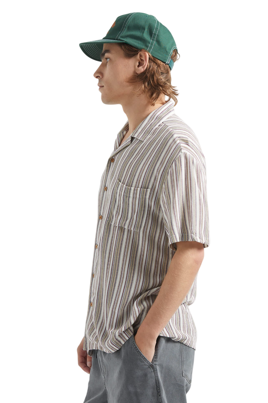 Bunker Twisted Chemise Col Camp Rayée - Rouge Intense