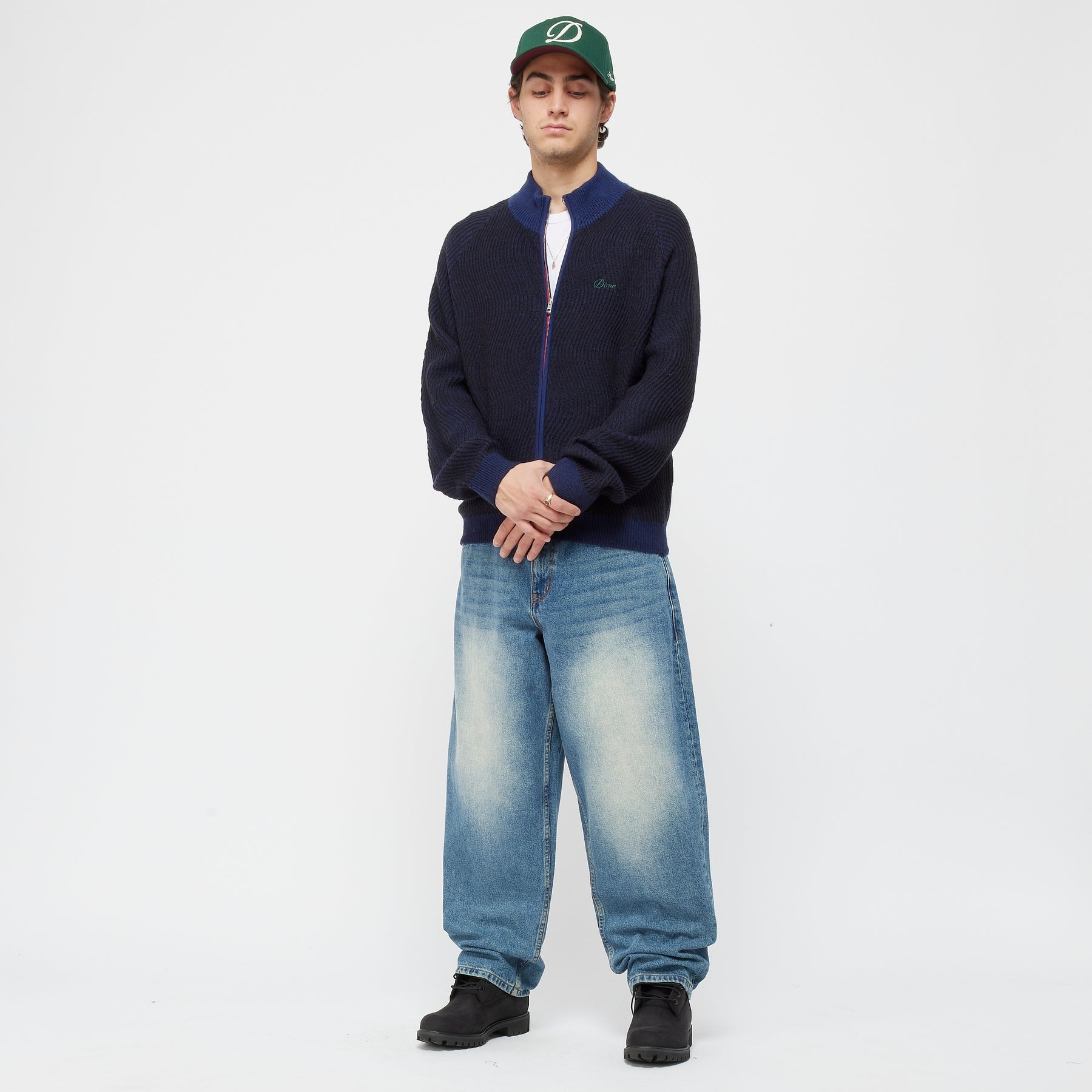 Dime Double Zipper Knit - Navy – Palm Isle Skateshop