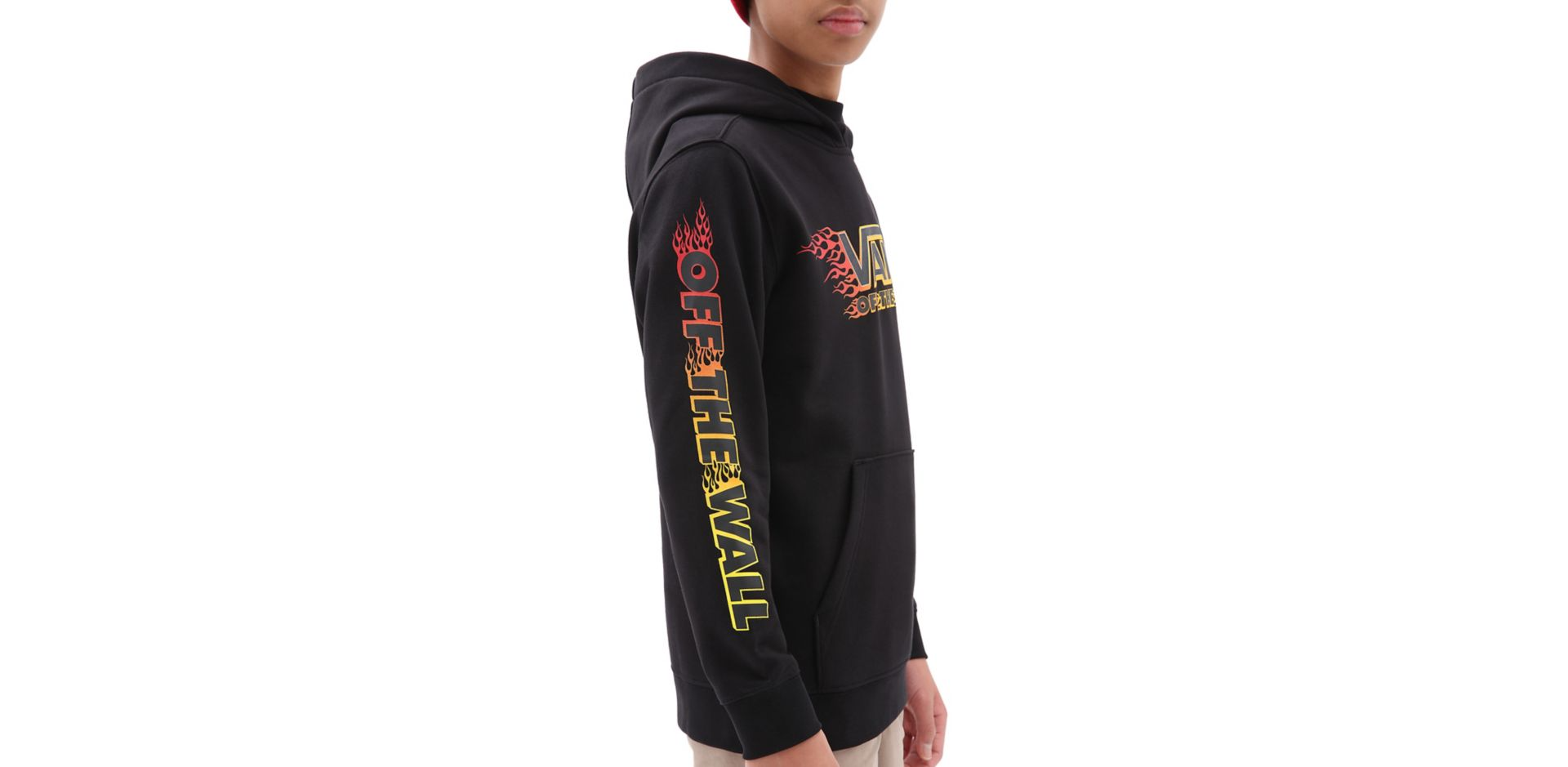 Kids Metallic Flame Hoodie - Black