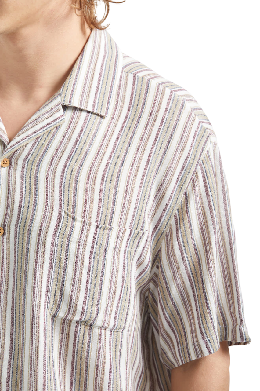 Bunker Twisted Chemise Col Camp Rayée - Rouge Intense