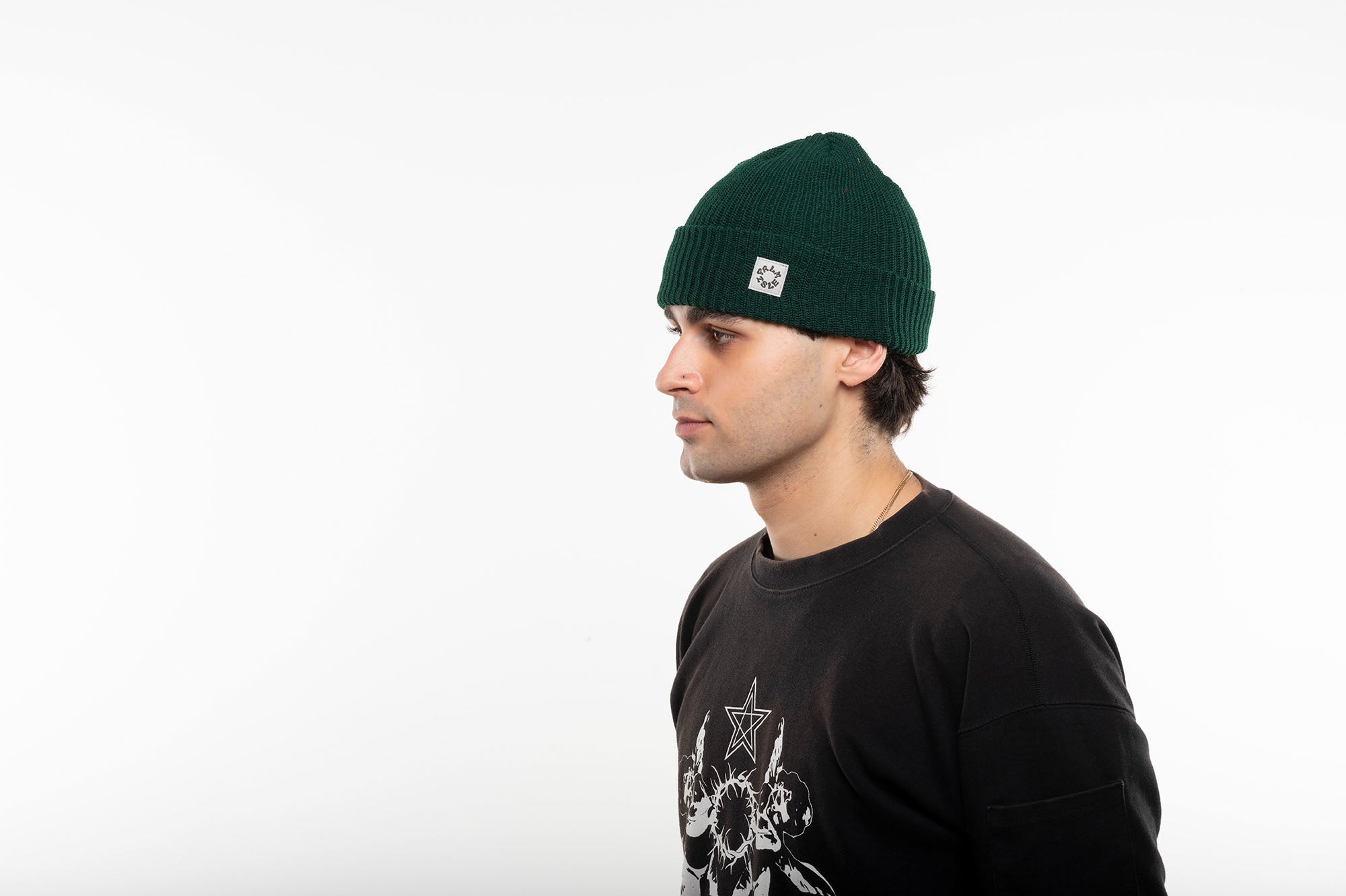 Smoke Ribbed Beanie - Green