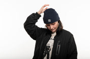 Smoke Ribbed Beanie - Navy