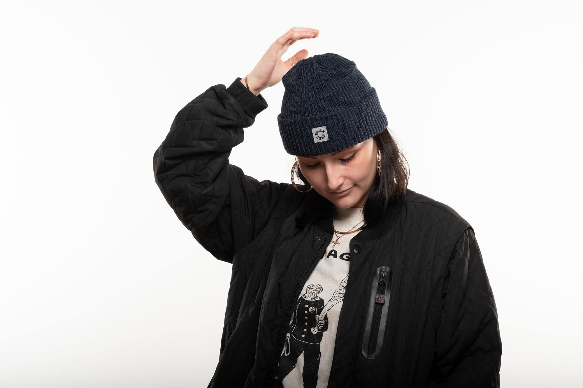 Smoke Ribbed Beanie - Navy
