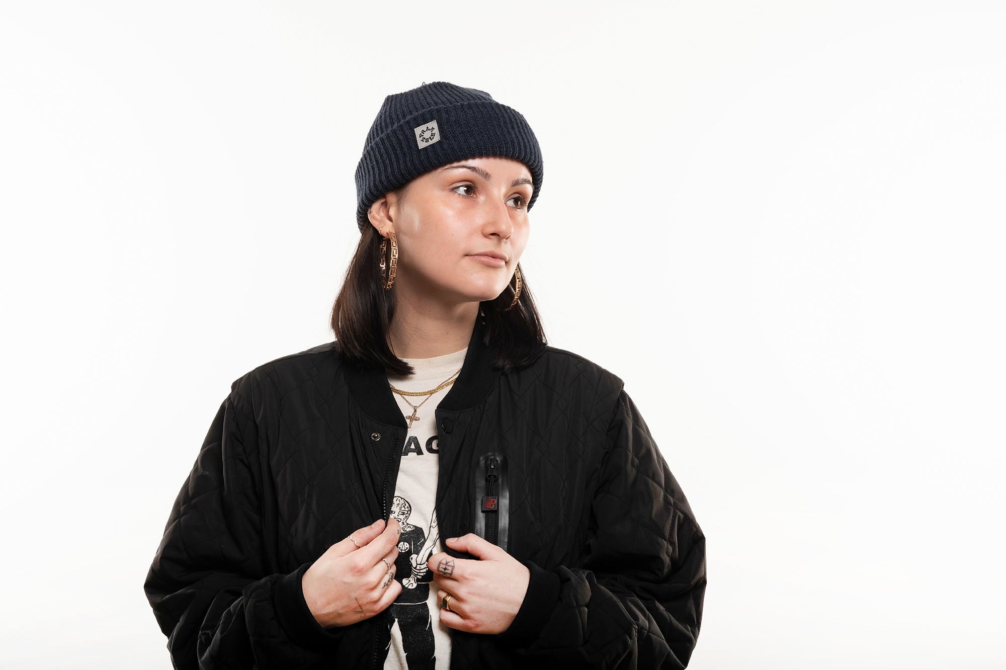 Smoke Ribbed Beanie - Navy