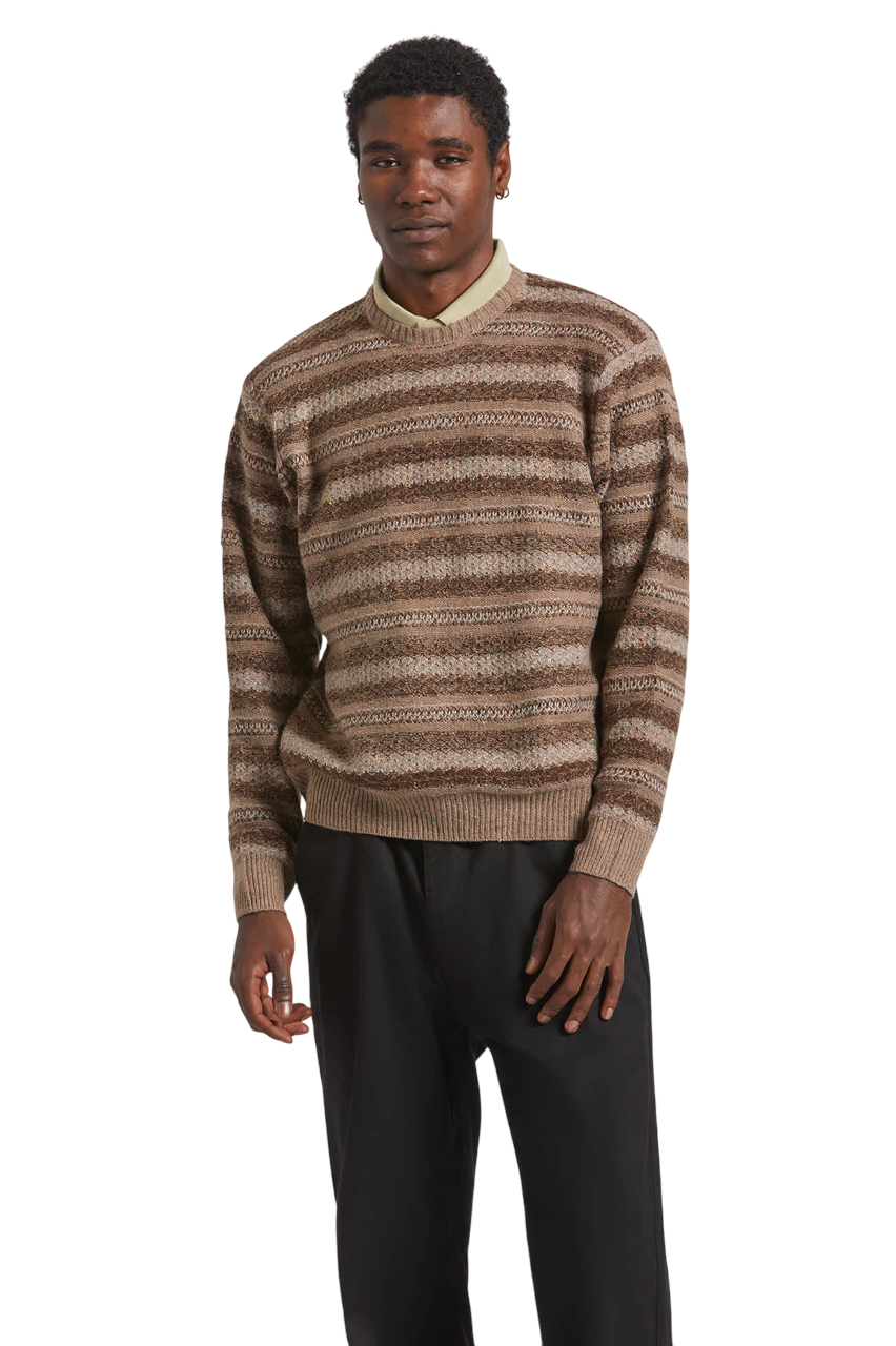 Midnight Crew Sweater - Multi Neutral Stripe