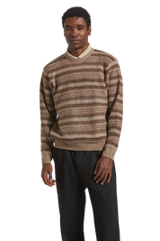 Midnight Crew Sweater - Multi Neutral Stripe
