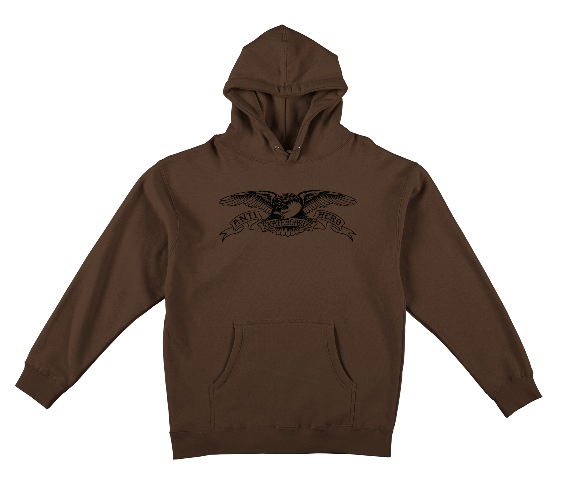 Basic Eagle Pullover Hooded Sweatshirt - Brown/Black