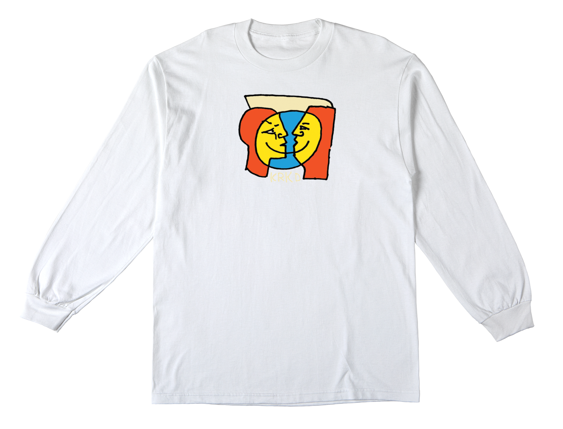 Moonsmile Longsleeve T-Shirt - White/Multi Color Print