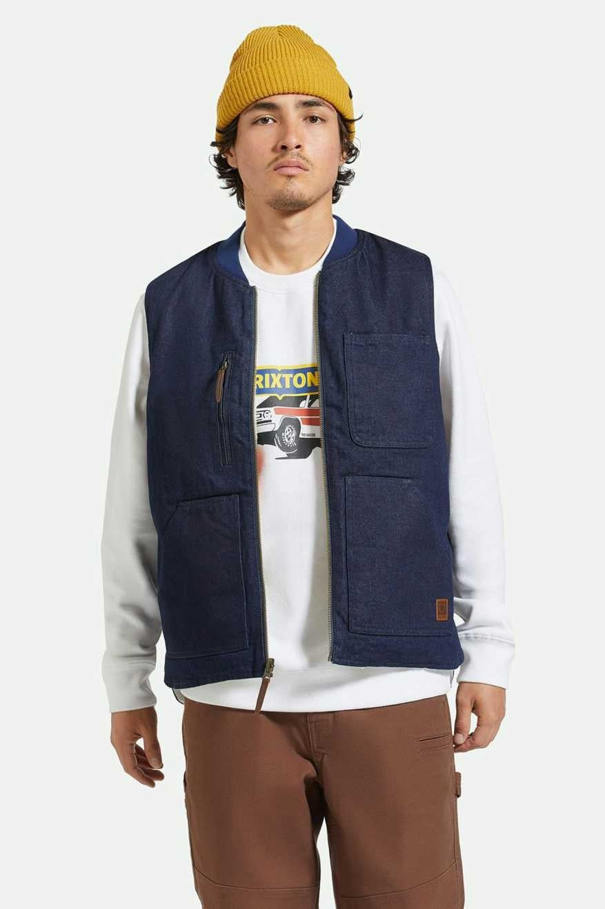 Gilet réversible Abraham de Builders - Rinse Denim/Sherpa