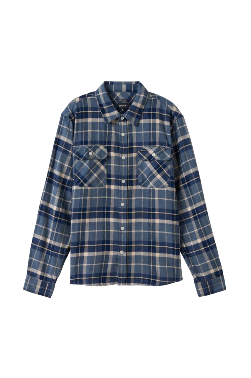 Bowery L/S Flannel - Flint Blue/Twilight Blue/Beige