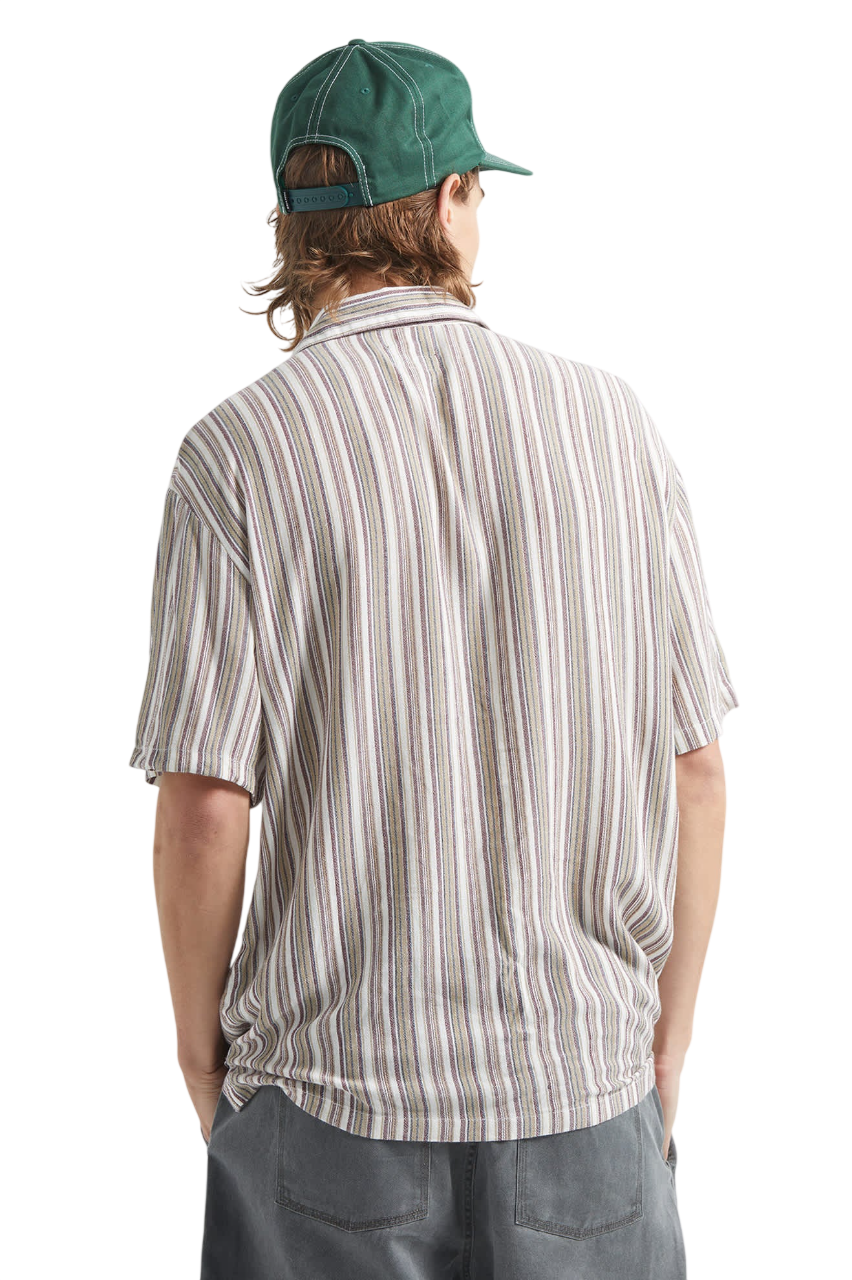 Bunker Twisted Chemise Col Camp Rayée - Rouge Intense