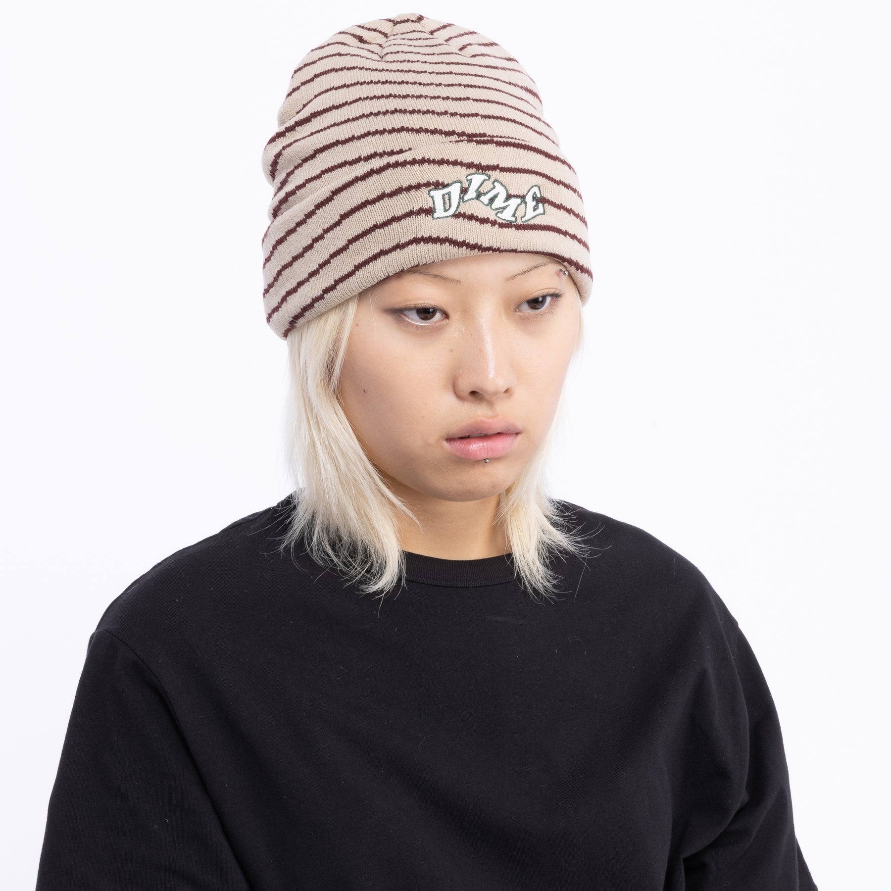 College Wave Cuff Beanie - Tan