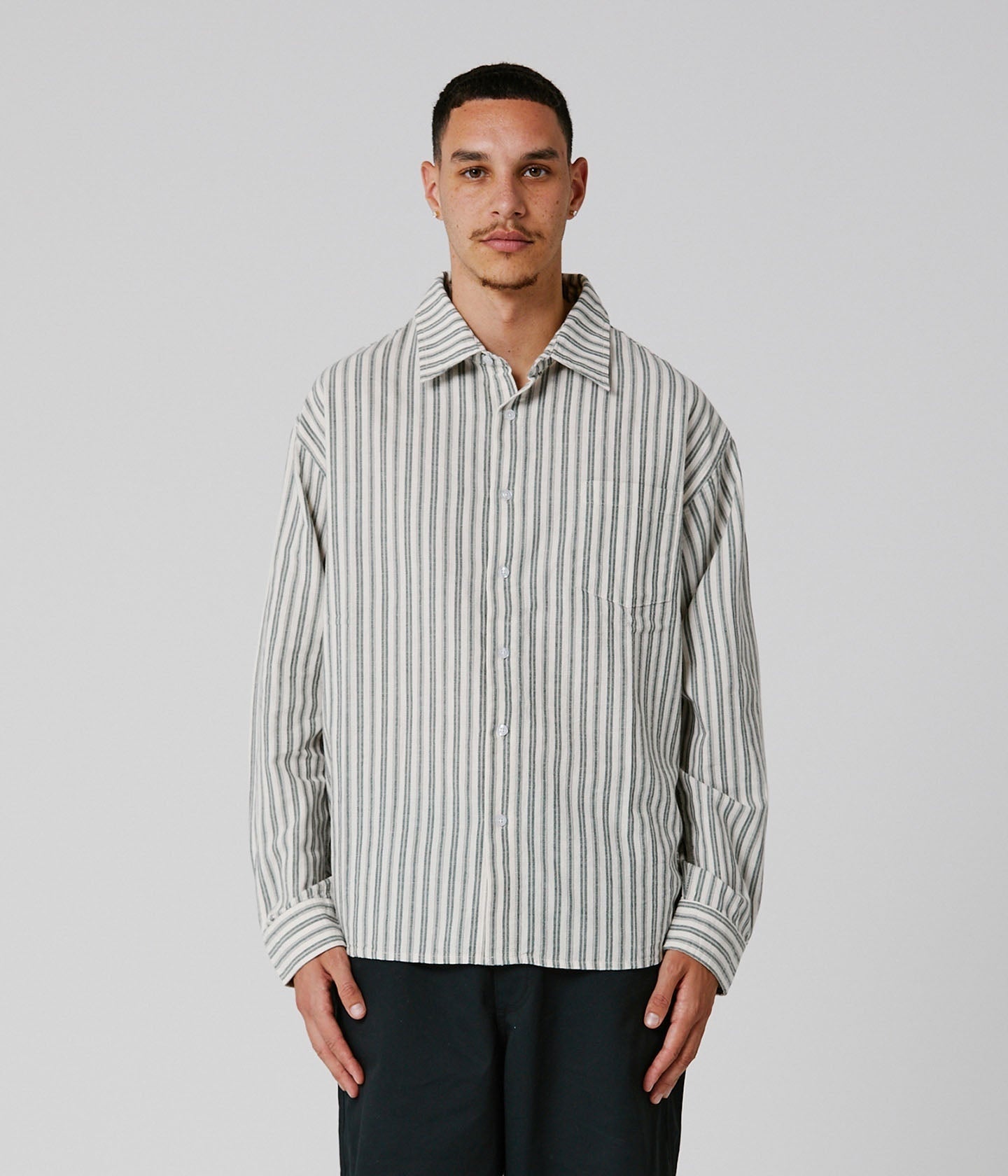 Chemise rayée à manches longues Reynolds - Vert os