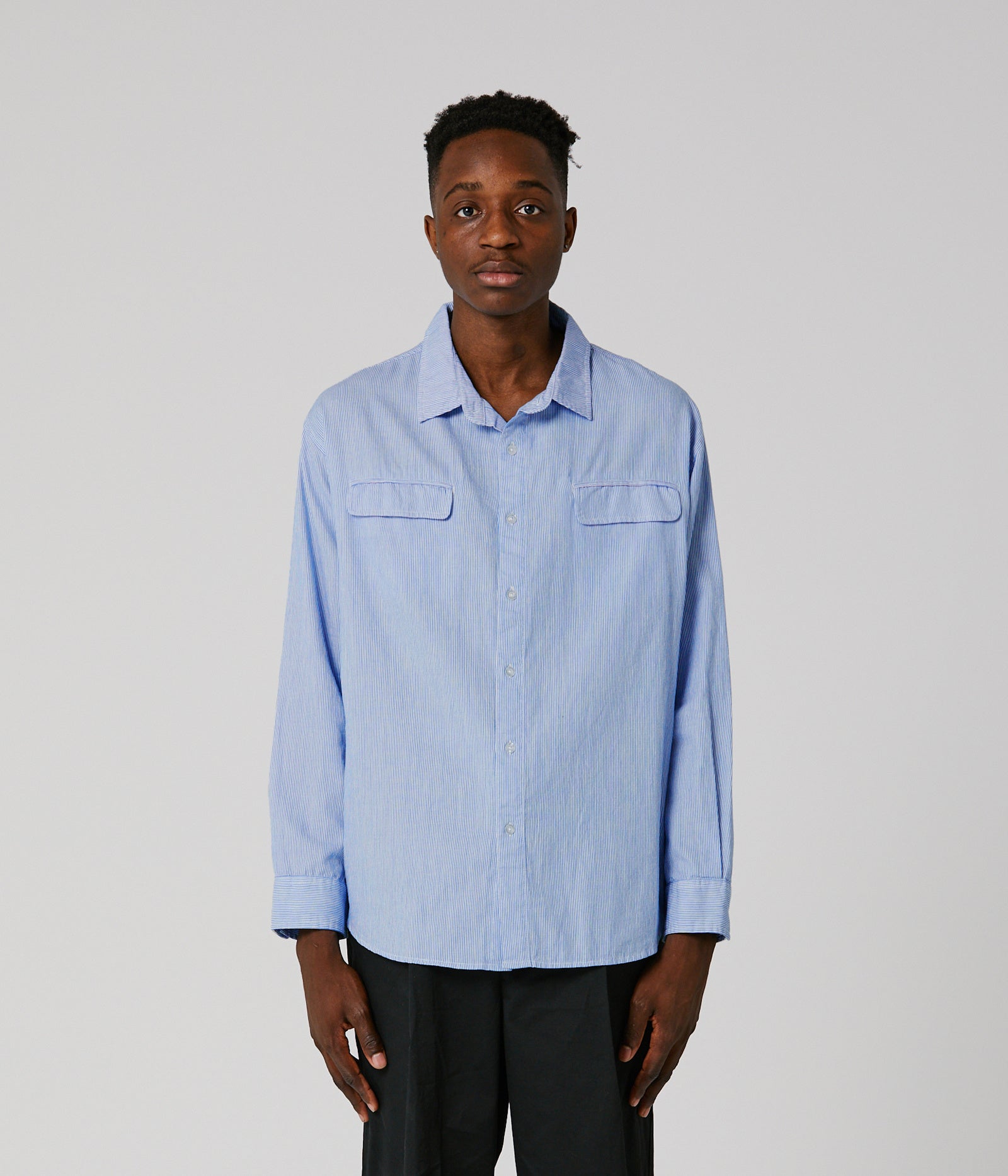 Broadcast Striped LS Shirt - Blue/White