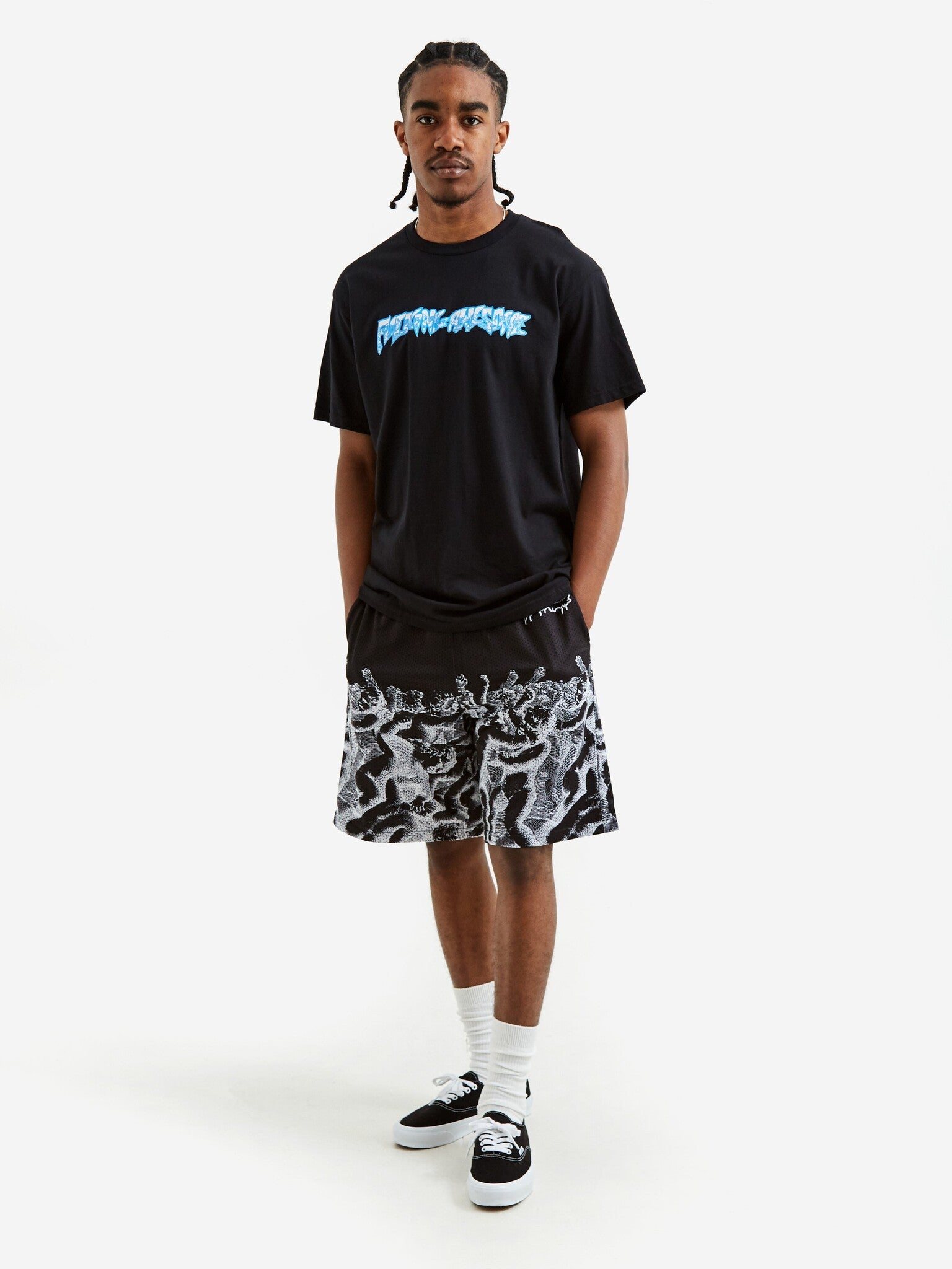 Short en maille Cherub Fight - Noir/Blanc 