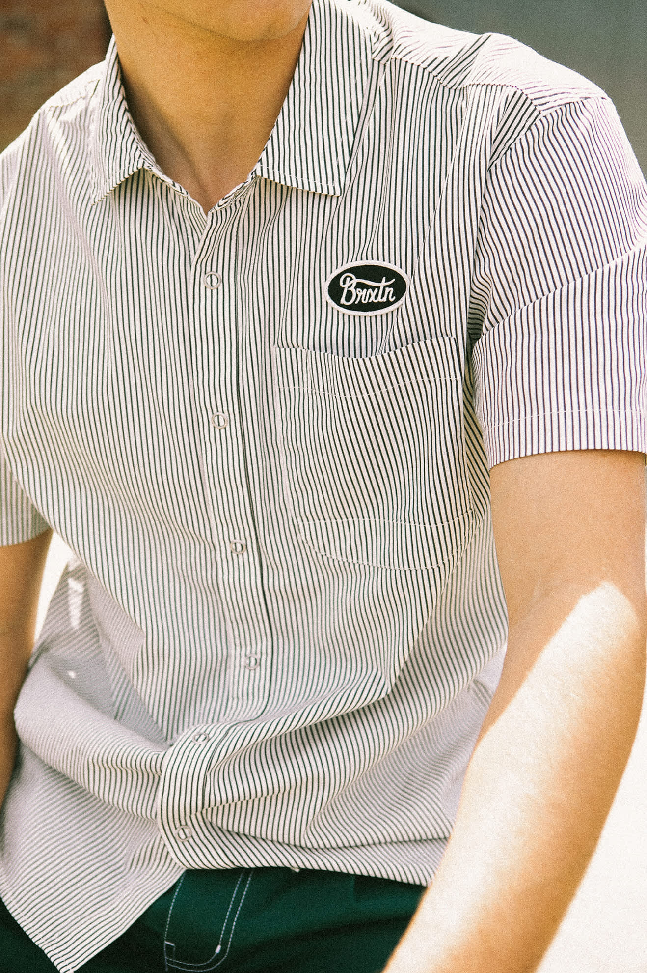 Builders Auto S/S Shirt - Black/Off White Stripe