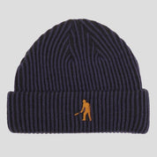 Workers 2 Tone Stripe Beanie - Navy