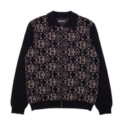 Jacquard Knit Zip Up - Black