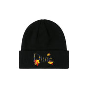 Classic Leafy Fold Beanie - Black