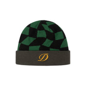 D Checkered Cuff Beanie - Forest Green