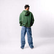 Studded Intarsia Script Sweat à Capuche Zippé - Vert Délavé