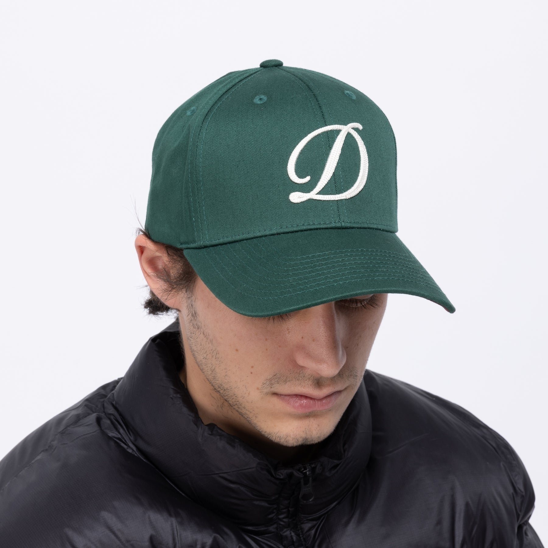 Cursive D Full Fit Cap - Forest Green