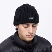 Cursive Fold Beanie - Black