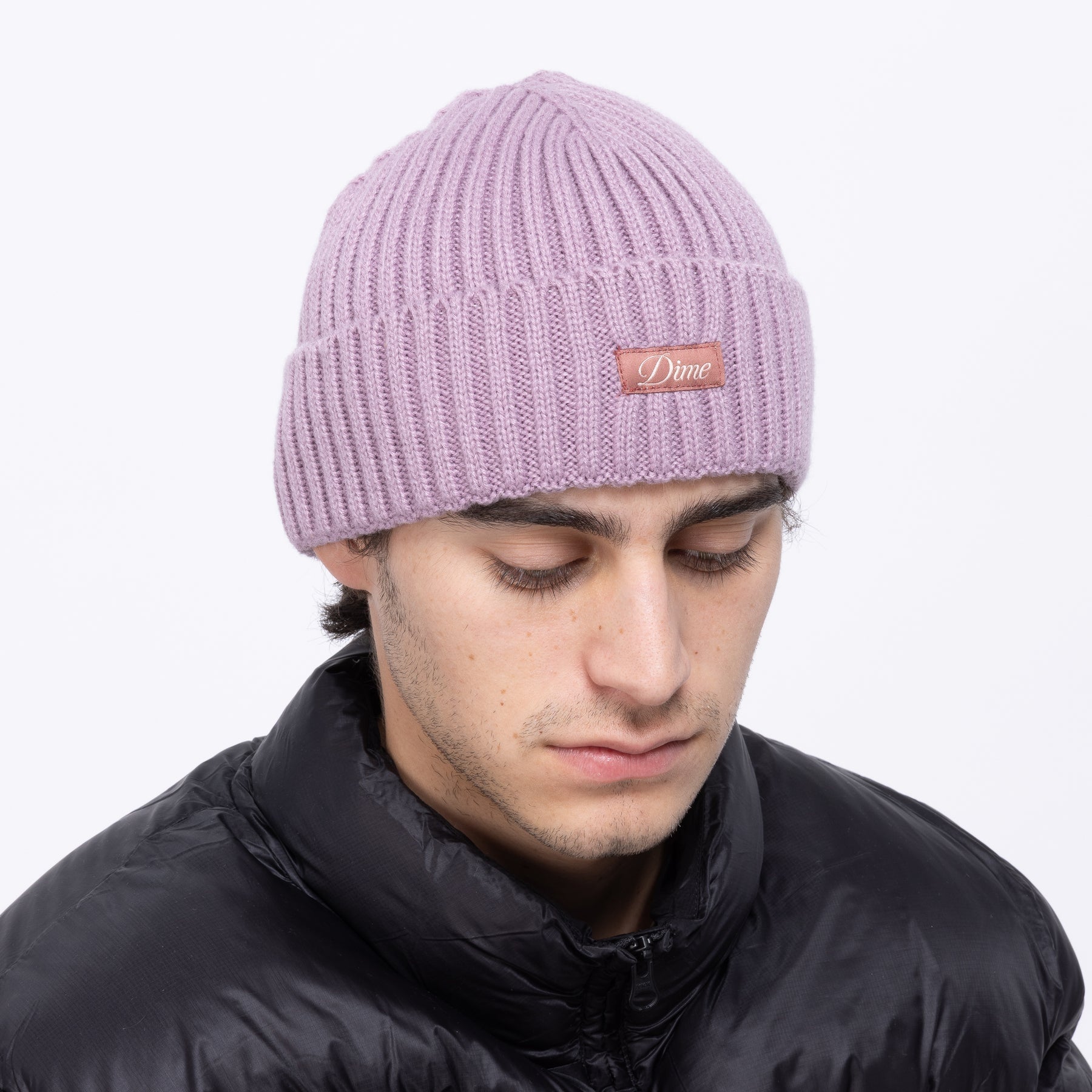 Cursive Fold Beanie - Pink Lilac