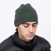 Cursive Wool Fold Beanie - Forest