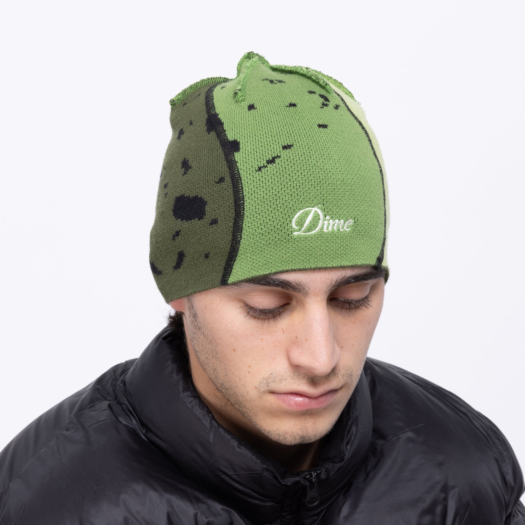 Reverse Stitch Skully Beanie - Green