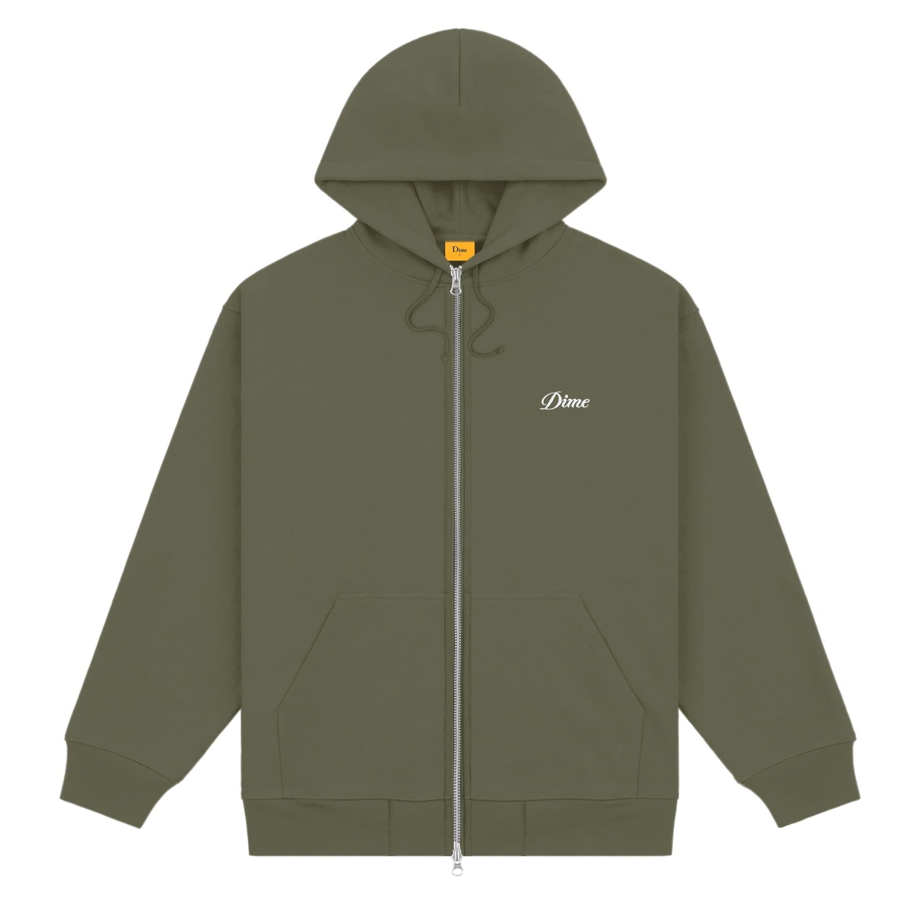 Sweat à capuche zippé cursif - Vert armée