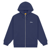 Cursive Zip Hoodie - Night Blue