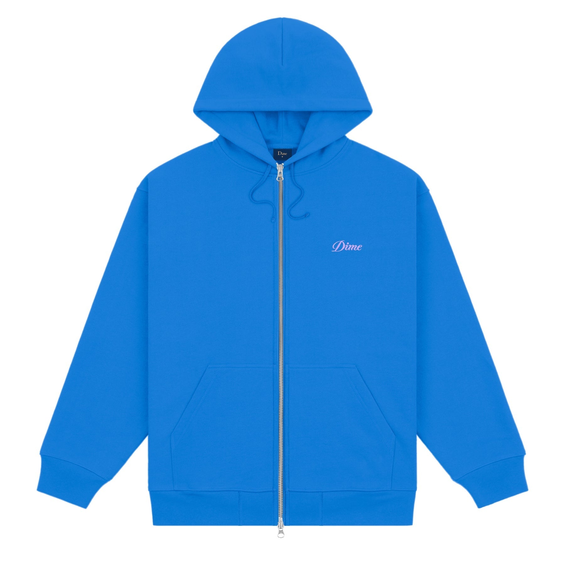 Cursive Small Logo Zip-Hoodie - Cobalt