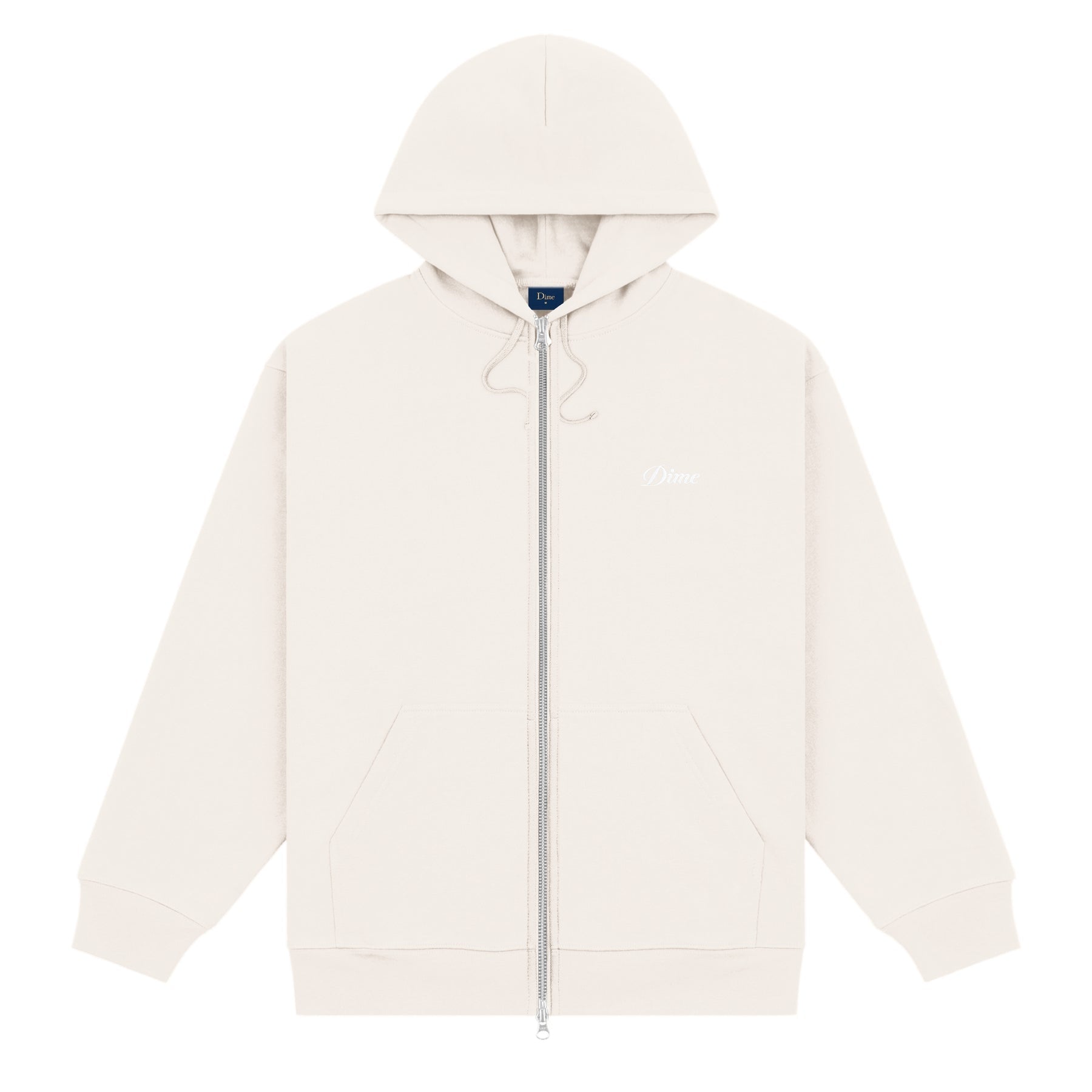 Cursive Small Logo Zip-Hoodie - Natural