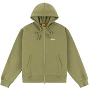 Sweat à capuche zippé avec petit logo cursif - Vert armée