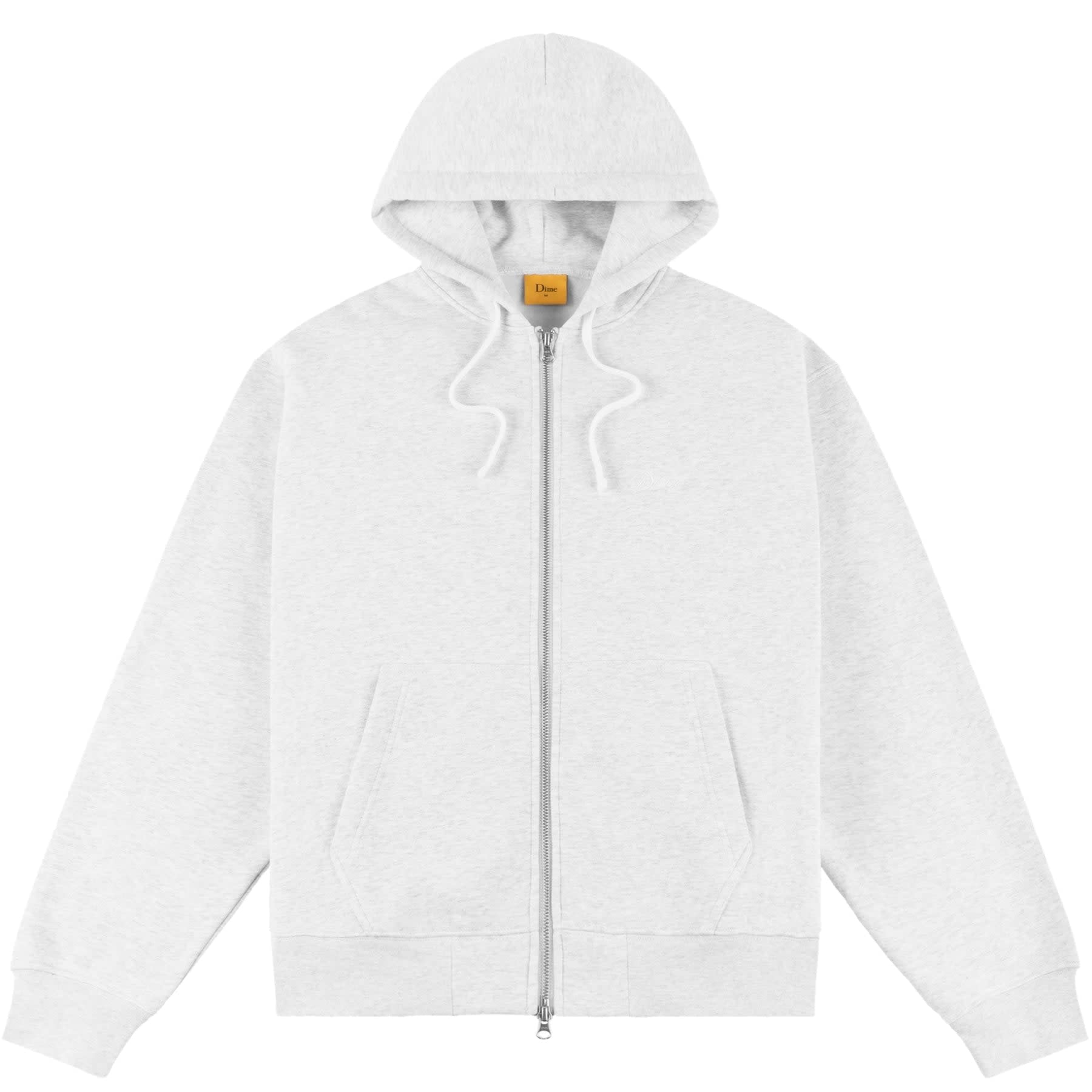 Cursive Small Logo Zip Hoodie - Ash