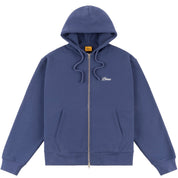 Sweat à capuche zippé avec petit logo cursif - Bleu nuit