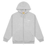 Cursive Zip Hoodie - Heather Grey