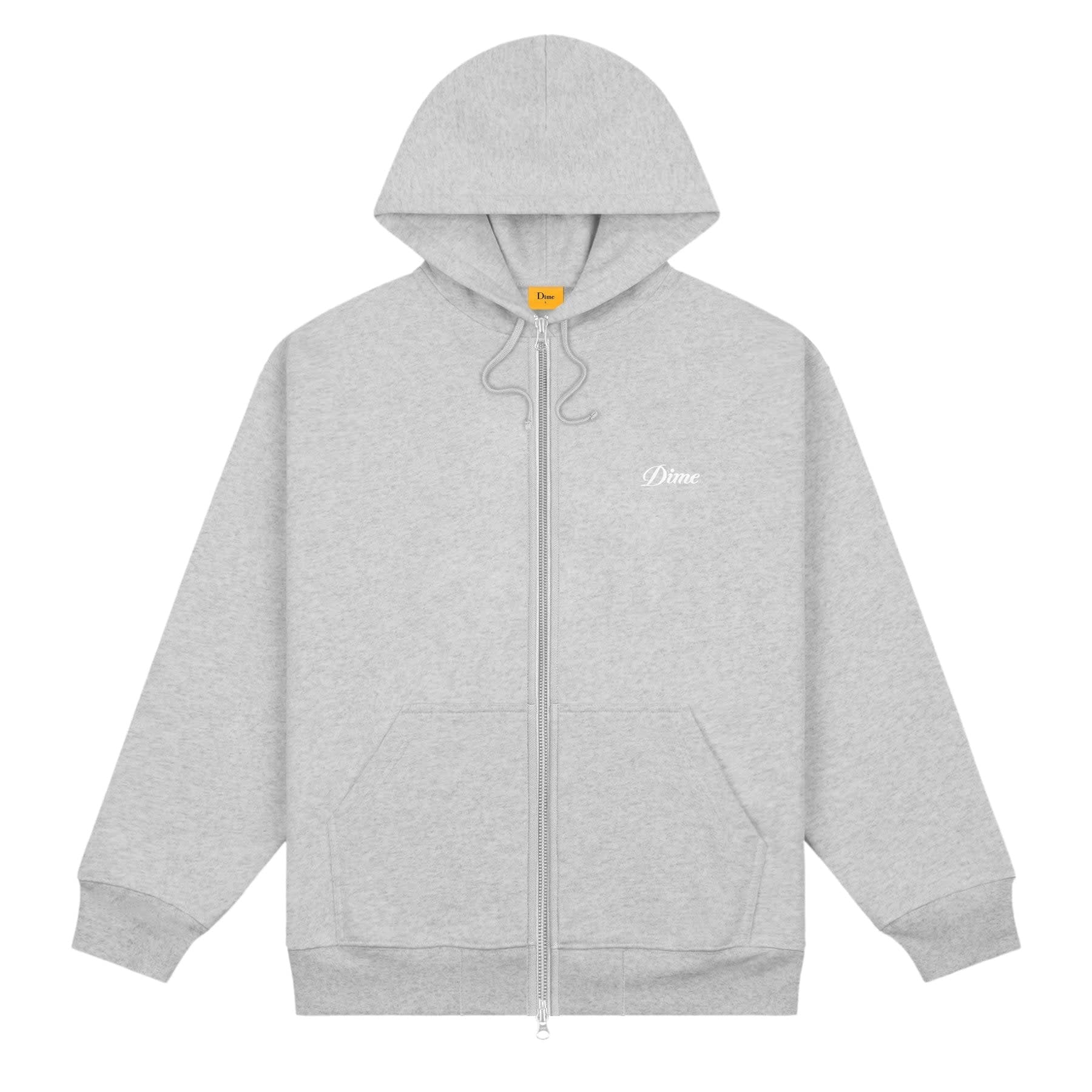 Cursive Zip Hoodie - Heather Grey