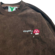 Corduroy Melting Logo Crewneck Sweatshirt - Brown