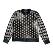 Collared Half Zip Jacquard Chain Sweater - Black