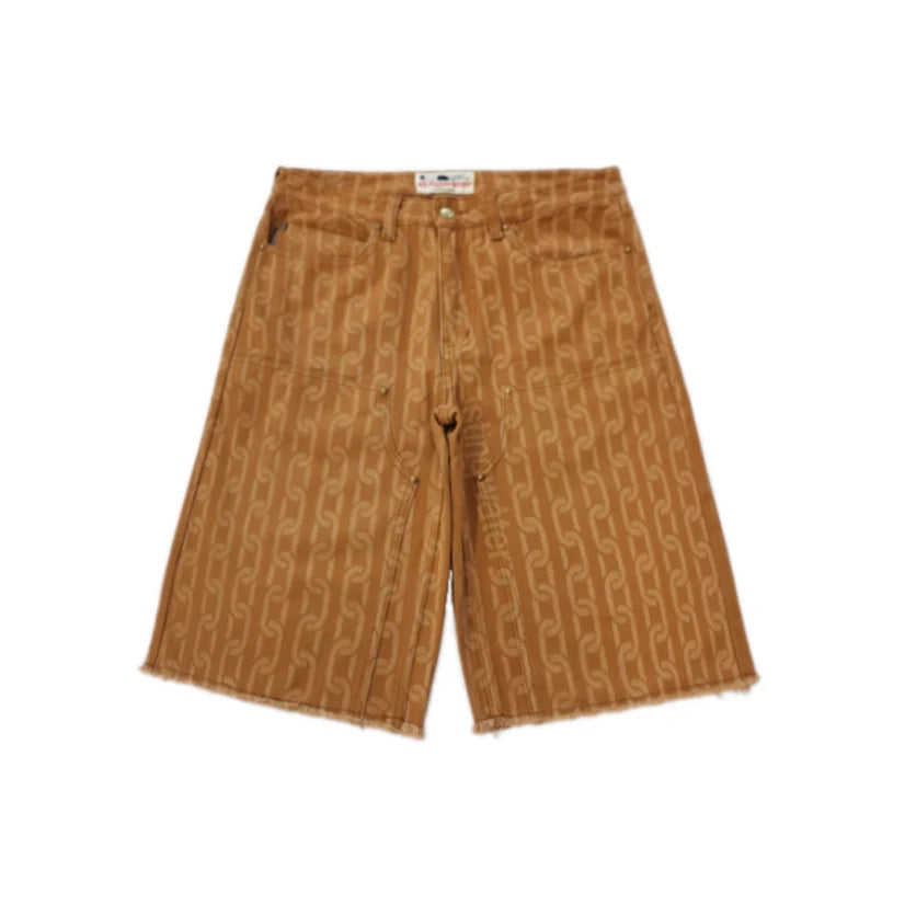 Signature Chain Double Knee Jean Shorts - Buckwheat Brown