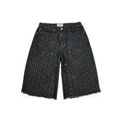 Short en jean Signature Chain Double Knee - Denim noir