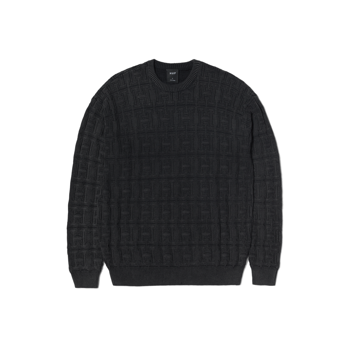 Interlaced Jacquard Overdyed Crew - Black