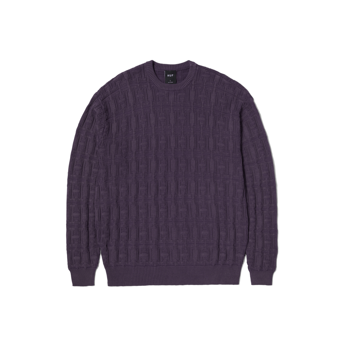 Interlaced Jacquard Overdyed Crew - Raisin