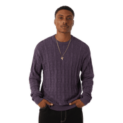 Interlaced Jacquard Overdyed Crew - Raisin